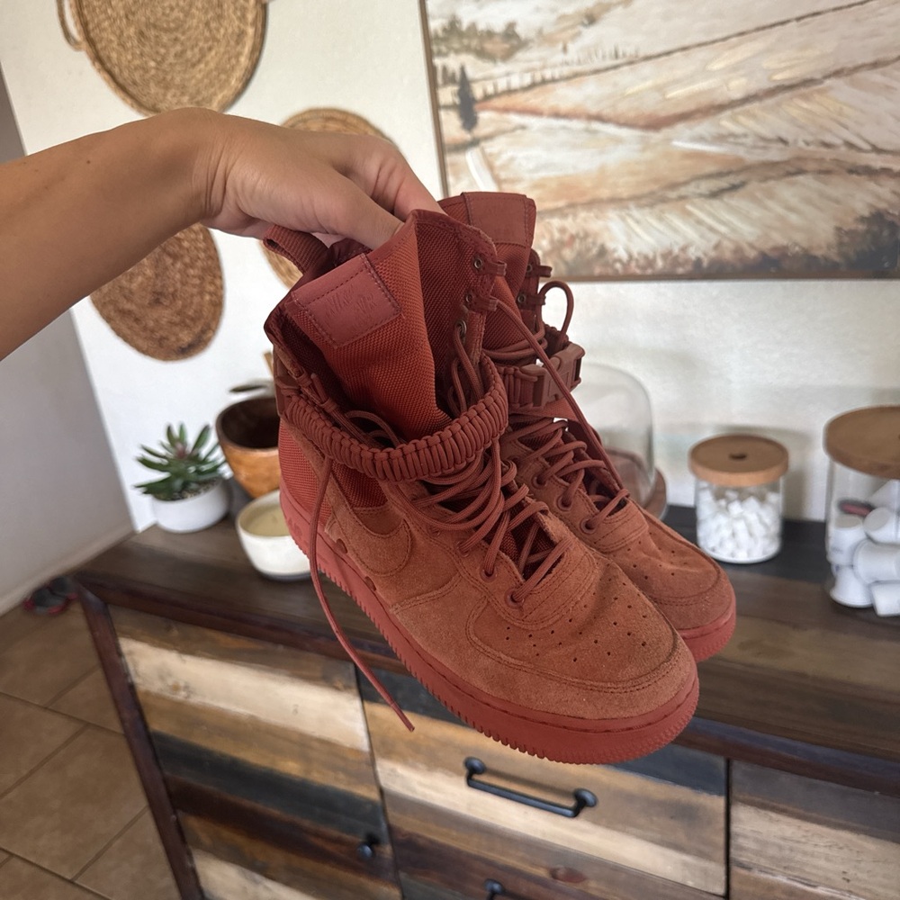 Nike High-Top Suede Sneakers in dusty peach